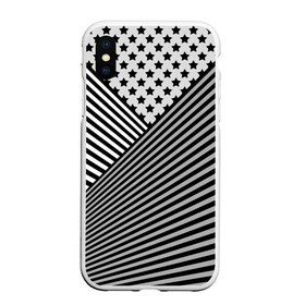 Чехол для iPhone XS Max матовый с принтом Полосатый комбинированный узор в городе Новоалтайск, Силикон | Область печати: задняя сторона чехла, без боковых панелей | звезды | комбинированный | молодежный | монохромный | полосатый | серый и черный | современный | черно белый