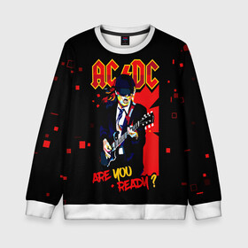 Детский свитшот 3D с принтом ARE YOU REDY? AC/DC в городе Новоалтайск, 100% полиэстер | свободная посадка, прямой крой, мягкая тканевая резинка на рукавах и понизу свитшота | ac dc | acdc | acdc ас дс | angus | back in black | highway to hell | mckinnon | you | австралийская | ангус янг | ас дс | асдс | блюз | в форме | гитара | группа | крис слэйд | метал | молния | музыка | певец | рок | рок н ролл | стиви янг