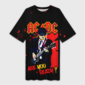 Платье-футболка 3D с принтом ARE YOU REDY AC DC в городе Новоалтайск,  |  | ac dc | acdc | acdc ас дс | angus | back in black | highway to hell | mckinnon | you | австралийская | ангус янг | ас дс | асдс | блюз | в форме | гитара | группа | крис слэйд | метал | молния | музыка | певец | рок | рок н ролл | стиви янг
