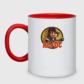 Кружка двухцветная с принтом Арт Ангус Янг AC/DC в городе Новоалтайск, керамика | объем — 330 мл, диаметр — 80 мм. Цветная ручка и кайма сверху, в некоторых цветах — вся внутренняя часть | ac dc | acdc | acdc ас дс | angus | back in black | highway to hell | mckinnon | you | австралийская | ангус янг | ас дс | асдс | блюз | в форме | гитара | группа | крис слэйд | метал | молния | музыка | певец | рок | рок н ролл | стиви янг