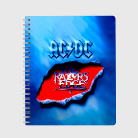 Тетрадь с принтом AC/DC - The Razor’s Edge в городе Новоалтайск, 100% бумага | 48 листов, плотность листов — 60 г/м2, плотность картонной обложки — 250 г/м2. Листы скреплены сбоку удобной пружинной спиралью. Уголки страниц и обложки скругленные. Цвет линий — светло-серый
 | Тематика изображения на принте: ac dc | acdc | acdc ас дс | angus | back in black | highway to hell | mckinnon | you | австралийская | ангус янг | ас дс | асдс | блюз | в форме | гитара | группа | крис слэйд | метал | молния | музыка | певец | рок | рок н ролл | стиви янг