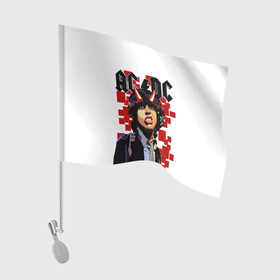 Флаг для автомобиля с принтом AC/DC Ангус Янг в городе Новоалтайск, 100% полиэстер | Размер: 30*21 см | ac dc | acdc | acdc ас дс | angus | back in black | highway to hell | mckinnon | you | австралийская | ангус янг | ас дс | асдс | блюз | в форме | гитара | группа | крис слэйд | метал | молния | музыка | певец | рок | рок н ролл | стиви янг