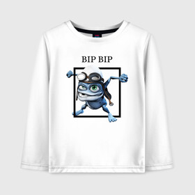Детский лонгслив хлопок с принтом Crazy frog в городе Новоалтайск, 100% хлопок | круглый вырез горловины, полуприлегающий силуэт, длина до линии бедер | bip | crazy | crazy frog | frog | бип | крэйзи | крэйзи фрог | лягушка | сумасшедшая лягушка
