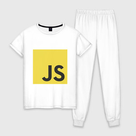 Женская пижама хлопок с принтом Javascript в городе Новоалтайск, 100% хлопок | брюки и футболка прямого кроя, без карманов, на брюках мягкая резинка на поясе и по низу штанин | java script | javascript | js | js5 | айтишник | вебразработка | джава скрипт | джаваскрипт | программист | ява скрипт | яваскрипт | язык программирования