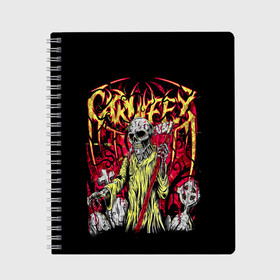 Тетрадь с принтом Carnifex в городе Новоалтайск, 100% бумага | 48 листов, плотность листов — 60 г/м2, плотность картонной обложки — 250 г/м2. Листы скреплены сбоку удобной пружинной спиралью. Уголки страниц и обложки скругленные. Цвет линий — светло-серый
 | carnifex | die without hope | graveside confessions | world war x | группы | дэткор | карнифекс | музыка | рок