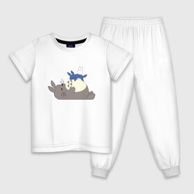 Детская пижама хлопок с принтом Sleepy Totoro в городе Новоалтайск, 100% хлопок |  брюки и футболка прямого кроя, без карманов, на брюках мягкая резинка на поясе и по низу штанин
 | ghibli | japan | nature | neigbor | neighbour | totoro | анимация | аниме | гибли | друг | животные | лес | милый | мир | миядзаки | мой сосед тоторо | мульт | мультфильм | природа | сосед | тоторо | хаяо | хранитель | япония