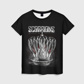 Женская футболка 3D с принтом SCORPIONS в городе Новоалтайск, 100% полиэфир ( синтетическое хлопкоподобное полотно) | прямой крой, круглый вырез горловины, длина до линии бедер | chainge | forever | germany | grunge | king | metal | music | punk | return | rock | scorpions | wind | ветер | германия | гранж | корона | метал | панк | перемен | рок | скорпионс | хард рок