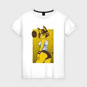 Женская футболка хлопок с принтом ankha waifu в городе Новоалтайск, 100% хлопок | прямой крой, круглый вырез горловины, длина до линии бедер, слегка спущенное плечо | animal crossing | ankha | ankha waifu | furry | game | waifu | анка | фурри