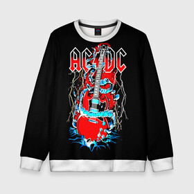Детский свитшот 3D с принтом AC/DC гитара  в городе Новоалтайск, 100% полиэстер | свободная посадка, прямой крой, мягкая тканевая резинка на рукавах и понизу свитшота | ac dc | acdc | acdc ас дс | angus | back in black | highway to hell | mckinnon | you | австралийская | ангус янг | ас дс | асдс | блюз | в форме | гитара | группа | крис слэйд | метал | молния | музыка | певец | рок | рок н ролл | стиви янг