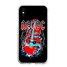 Чехол для iPhone XS Max матовый с принтом AC/DC гитара  в городе Новоалтайск, Силикон | Область печати: задняя сторона чехла, без боковых панелей | ac dc | acdc | acdc ас дс | angus | back in black | highway to hell | mckinnon | you | австралийская | ангус янг | ас дс | асдс | блюз | в форме | гитара | группа | крис слэйд | метал | молния | музыка | певец | рок | рок н ролл | стиви янг