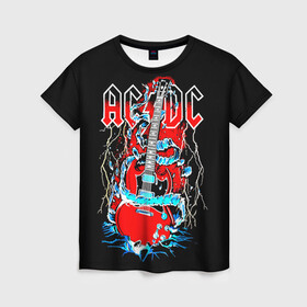 Женская футболка 3D с принтом AC/DC гитара  в городе Новоалтайск, 100% полиэфир ( синтетическое хлопкоподобное полотно) | прямой крой, круглый вырез горловины, длина до линии бедер | ac dc | acdc | acdc ас дс | angus | back in black | highway to hell | mckinnon | you | австралийская | ангус янг | ас дс | асдс | блюз | в форме | гитара | группа | крис слэйд | метал | молния | музыка | певец | рок | рок н ролл | стиви янг