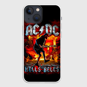 Чехол для iPhone 13 mini с принтом AC DC HELLS BELLS в городе Новоалтайск,  |  | ac dc | acdc | acdc ас дс | angus | back in black | highway to hell | mckinnon | you | австралийская | ангус янг | ас дс | асдс | блюз | в форме | гитара | группа | крис слэйд | метал | молния | музыка | певец | рок | рок н ролл | стиви янг