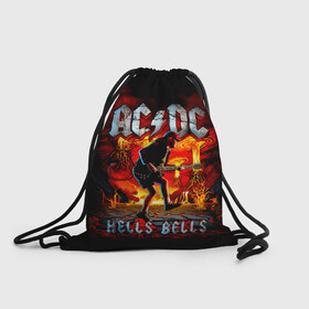 Рюкзак-мешок 3D с принтом AC/DC HELLS BELLS в городе Новоалтайск, 100% полиэстер | плотность ткани — 200 г/м2, размер — 35 х 45 см; лямки — толстые шнурки, застежка на шнуровке, без карманов и подкладки | Тематика изображения на принте: ac dc | acdc | acdc ас дс | angus | back in black | highway to hell | mckinnon | you | австралийская | ангус янг | ас дс | асдс | блюз | в форме | гитара | группа | крис слэйд | метал | молния | музыка | певец | рок | рок н ролл | стиви янг