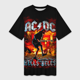Платье-футболка 3D с принтом AC DC HELLS BELLS в городе Новоалтайск,  |  | ac dc | acdc | acdc ас дс | angus | back in black | highway to hell | mckinnon | you | австралийская | ангус янг | ас дс | асдс | блюз | в форме | гитара | группа | крис слэйд | метал | молния | музыка | певец | рок | рок н ролл | стиви янг
