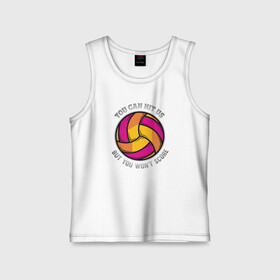 Детская майка хлопок с принтом Hit Us в городе Новоалтайск,  |  | ball | beach | game | sport | volley | volleyball | волейбол | волейболист | волейболистка | гол | игра | игрок | мяч | площадка | пляж | пляжный | победа | сетка | спорт | тренер | чемпион