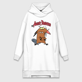 Платье-худи хлопок с принтом Крутые Бобры в городе Новоалтайск,  |  | angry | cartoon | cartoon   series | cheerful | cool beavers | daggett doofus beaver | deggetu | norbert | norbert foster beaver | весёлый | деггету | дэггет дофус | злой | крутые бобры | мульт   сериал | мультфильм | норберт фостер | норбер