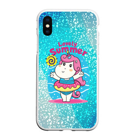 Чехол для iPhone XS Max матовый с принтом Девочка - единорог в городе Новоалтайск, Силикон | Область печати: задняя сторона чехла, без боковых панелей | бассейн | девочка | девушка | единорог | купание | лето