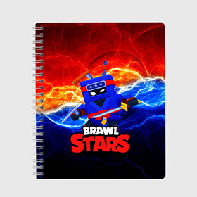 Тетрадь с принтом ЭШ НИНДЗЯ Ash Brawl Stars в городе Новоалтайск, 100% бумага | 48 листов, плотность листов — 60 г/м2, плотность картонной обложки — 250 г/м2. Листы скреплены сбоку удобной пружинной спиралью. Уголки страниц и обложки скругленные. Цвет линий — светло-серый
 | ash | brawl | brawl stars | brawlstars | brawl_stars | аш | бравл | бравлстарс | эш
