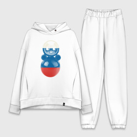 Женский костюм хлопок Oversize с принтом Неваляшка триколор в городе Новоалтайск,  |  | игрушка для детей | матрешка | неваляшка | российский флаг | россия | русский сувенир | рф | советская игрушка | триколор | флаг россии
