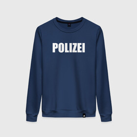 Женский свитшот хлопок с принтом POLIZEI Полиция Надпись Белая в городе Новоалтайск, 100% хлопок | прямой крой, круглый вырез, на манжетах и по низу широкая трикотажная резинка  | germany | германия | копы | милиция | надпись | немецкая | сила | структуры | чб | швейцария