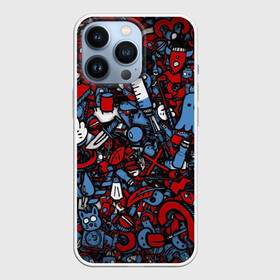 Чехол для iPhone 13 Pro с принтом RedBlue stikers в городе Новоалтайск,  |  | Тематика изображения на принте: грибочек | иллюстрация | сердце | стикер | цифры