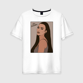 Женская футболка хлопок Oversize с принтом Ким Кардашьян / Kim Kardashian в городе Новоалтайск, 100% хлопок | свободный крой, круглый ворот, спущенный рукав, длина до линии бедер
 | kim kardashian | девушка | знаменитости | кардашьян | ким кардашьян | ким кардашян | люди | мулатка | портрет | фотомодель