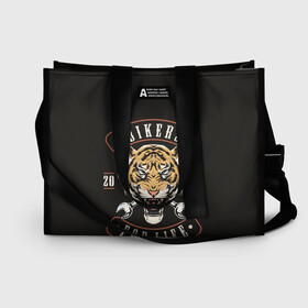 Сумка-шоппер 3D с принтом Bikers for life в городе Новоалтайск, 100% полиэстер | застегивается на металлическую кнопку; внутренний карман застегивается на молнию. Стенки укреплены специальным мягким материалом, чтобы защитить содержимое от несильных ударов
 | moto | motorcycle | мопеды | мото | мотоцикл | мотоциклист | мотоциклисту | мотоциклисты | мотоцыклы | моцик