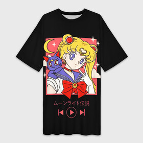 Платье-футболка 3D с принтом Сейлор Мун в городе Новоалтайск,  |  | sailor moon | аниме | котик | лунная призма | манга | музыка | сейлор мун