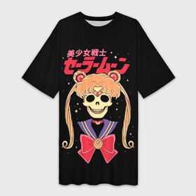 Платье-футболка 3D с принтом Сейлор Мун в городе Новоалтайск,  |  | sailor moon | аниме | лунная призма | манга | сейлор мун | скелет | череп