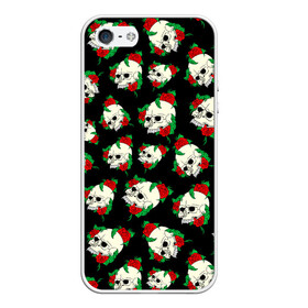 Чехол для iPhone 5/5S матовый с принтом Черепа и розы / Skull and Roses в городе Новоалтайск, Силикон | Область печати: задняя сторона чехла, без боковых панелей | Тематика изображения на принте: death | gothic | halloween | horror | roses | skeleton | skillet | skull | готика | готические | жуткий | кости | красные розы | листья | скелет | хеллоуин | хоррор | хэллоуин | цветы | череп | черепа в розах | черепа и розы | черепа с