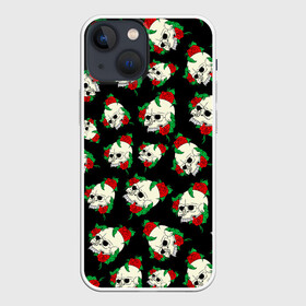 Чехол для iPhone 13 mini с принтом Черепа и розы   Skull and Roses в городе Новоалтайск,  |  | Тематика изображения на принте: death | gothic | halloween | horror | roses | skeleton | skillet | skull | готика | готические | жуткий | кости | красные розы | листья | скелет | хеллоуин | хоррор | хэллоуин | цветы | череп | черепа в розах | черепа и розы | черепа с