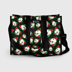 Сумка-шоппер 3D с принтом Черепа и розы / Skull and Roses в городе Новоалтайск, 100% полиэстер | застегивается на металлическую кнопку; внутренний карман застегивается на молнию. Стенки укреплены специальным мягким материалом, чтобы защитить содержимое от несильных ударов
 | death | gothic | halloween | horror | roses | skeleton | skillet | skull | готика | готические | жуткий | кости | красные розы | листья | скелет | хеллоуин | хоррор | хэллоуин | цветы | череп | черепа в розах | черепа и розы | черепа с