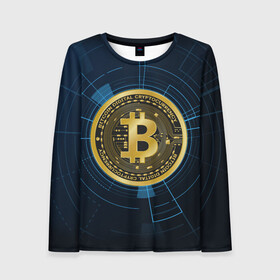 Женский лонгслив 3D с принтом BITCOIN ВАЛЮТА в городе Новоалтайск, 100% полиэстер | длинные рукава, круглый вырез горловины, полуприлегающий силуэт | bitcoin | btc | coin | биткоин | биткойн | валюта | деньги | криптовалюта | монета | платёжная система | технология