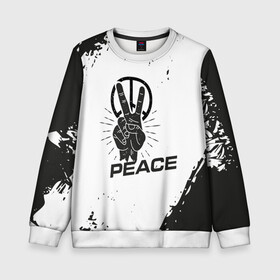 Детский свитшот 3D с принтом Peace | Мир (Z) в городе Новоалтайск, 100% полиэстер | свободная посадка, прямой крой, мягкая тканевая резинка на рукавах и понизу свитшота | anarchy | hippies | peace | анархизм | анархия | два пальца | знак | знаки | любовь | мир | хиппи