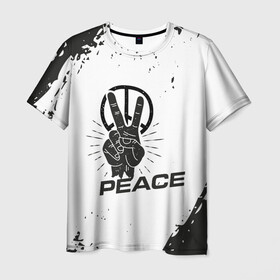 Мужская футболка 3D с принтом Peace | Мир (Z) в городе Новоалтайск, 100% полиэфир | прямой крой, круглый вырез горловины, длина до линии бедер | anarchy | hippies | peace | анархизм | анархия | два пальца | знак | знаки | любовь | мир | хиппи
