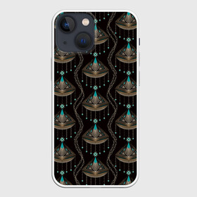 Чехол для iPhone 13 mini с принтом Трехцветный арт деко в городе Новоалтайск,  |  | абстрактный | арт | арт деко | геометрические фигуры | креативный | модный | молодежный | современный | украшение | черный фон