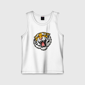 Детская майка хлопок с принтом Tiger в городе Новоалтайск,  |  | 2022 | animal | cat | lion | tiger | год тигра | животные | зубы | кот | кошка | лев | охотник | полосатый | природа | тигр | тигренок | тигрица | хищник