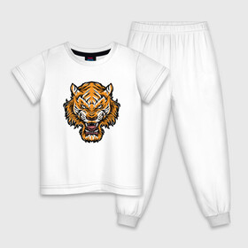 Детская пижама хлопок с принтом Cool Tiger в городе Новоалтайск, 100% хлопок |  брюки и футболка прямого кроя, без карманов, на брюках мягкая резинка на поясе и по низу штанин
 | Тематика изображения на принте: 2022 | animal | cat | lion | tiger | год тигра | животные | зубы | кот | кошка | лев | охотник | полосатый | природа | тигр | тигренок | тигрица | хищник