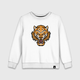 Детский свитшот хлопок с принтом Cool Tiger в городе Новоалтайск, 100% хлопок | круглый вырез горловины, эластичные манжеты, пояс и воротник | 2022 | animal | cat | lion | tiger | год тигра | животные | зубы | кот | кошка | лев | охотник | полосатый | природа | тигр | тигренок | тигрица | хищник