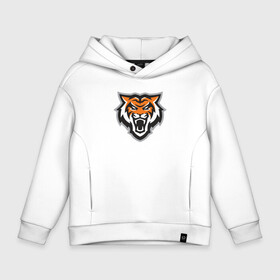 Детское худи Oversize хлопок с принтом Tigers Team в городе Новоалтайск, френч-терри — 70% хлопок, 30% полиэстер. Мягкий теплый начес внутри —100% хлопок | боковые карманы, эластичные манжеты и нижняя кромка, капюшон на магнитной кнопке | 2022 | animal | cat | lion | tiger | год тигра | животные | зубы | кот | кошка | лев | охотник | полосатый | природа | тигр | тигренок | тигрица | хищник