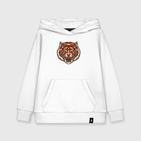 Детская толстовка хлопок с принтом Tiger Meow в городе Новоалтайск, 100% хлопок | Круглый горловой вырез, эластичные манжеты, пояс, капюшен | 2022 | animal | cat | lion | tiger | год тигра | животные | зубы | кот | кошка | лев | охотник | полосатый | природа | тигр | тигренок | тигрица | хищник