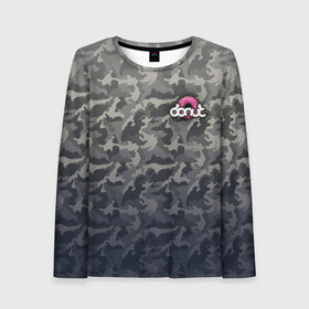 Женский лонгслив 3D с принтом Donut в городе Новоалтайск, 100% полиэстер | длинные рукава, круглый вырез горловины, полуприлегающий силуэт | camouflage | donut | jump | sk8 | skate | камуфляж | пончик | прыжок | скейт