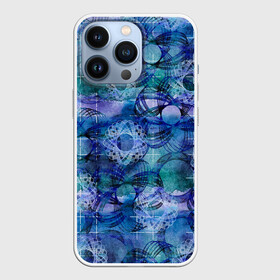 Чехол для iPhone 13 Pro с принтом Абстракция   акварельный узор в городе Новоалтайск,  |  | Тематика изображения на принте: абстрактный | абстракция | акварель | акварельный | геометрический | геометрия | круги | кружки | синева | узор | узорный | узоры