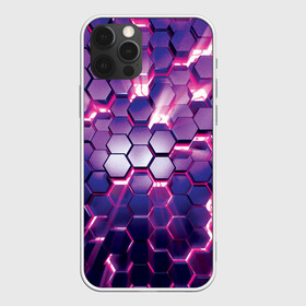 Чехол для iPhone 12 Pro Max с принтом АБСТРАКЦИЯ | СОТЫ в городе Новоалтайск, Силикон |  | 3d плиты | abstraction | glow | honeycomb | neon steel | rift | абстракция | неоновые плиты | разлом | свечение | соты