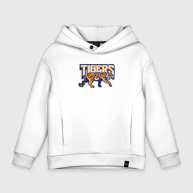 Детское худи Oversize хлопок с принтом Tigers в городе Новоалтайск, френч-терри — 70% хлопок, 30% полиэстер. Мягкий теплый начес внутри —100% хлопок | боковые карманы, эластичные манжеты и нижняя кромка, капюшон на магнитной кнопке | 2022 | animal | cat | lion | tiger | год тигра | животные | зверь | зубы | кот | кошка | лев | новый год | охотник | полосатый | природа | тигр | тигренок | тигрица | хищник