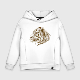 Детское худи Oversize хлопок с принтом Retro Tiger в городе Новоалтайск, френч-терри — 70% хлопок, 30% полиэстер. Мягкий теплый начес внутри —100% хлопок | боковые карманы, эластичные манжеты и нижняя кромка, капюшон на магнитной кнопке | 2022 | animal | cat | lion | tiger | год тигра | животные | зверь | зубы | кот | кошка | лев | охотник | полосатый | природа | ретро | тигр | тигренок | тигрица | хищник