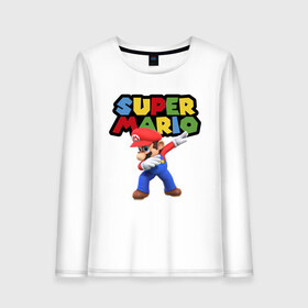 Женский лонгслив хлопок с принтом Super Mario Dab в городе Новоалтайск, 100% хлопок |  | dab | game | hype | nintendo | super mario | герой | игра | марио | нинтендо | хайп