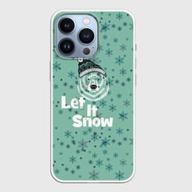 Чехол для iPhone 13 Pro с принтом Зима снежинки в городе Новоалтайск,  |  | Тематика изображения на принте: let it snow | зима | идёт снег | медведь | метель | нг | новый год | рождество | снег | снегопад | снежинки