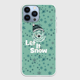 Чехол для iPhone 13 Pro Max с принтом Зима снежинки в городе Новоалтайск,  |  | Тематика изображения на принте: let it snow | зима | идёт снег | медведь | метель | нг | новый год | рождество | снег | снегопад | снежинки