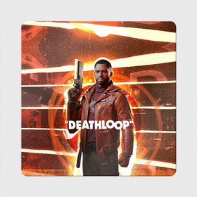 Магнит виниловый Квадрат с принтом Кольт Ван Deathloop в городе Новоалтайск, полимерный материал с магнитным слоем | размер 9*9 см, закругленные углы | bethesda | colt vahn | deathloop | games | gun | julianna 
